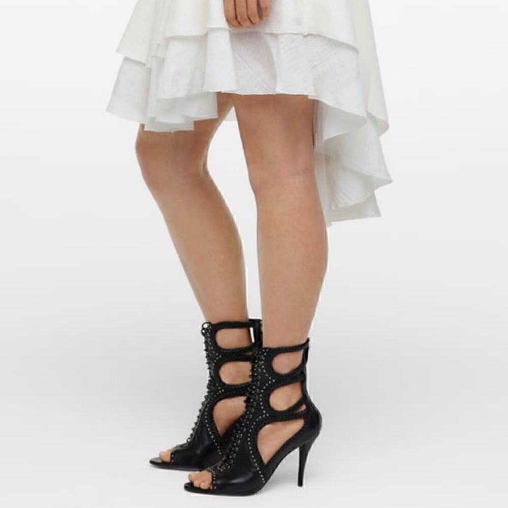 NIB Zara Studded Leather Sandal Booties - Picture 8 of 13